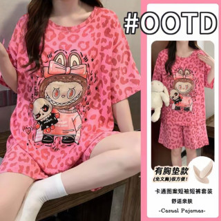 无品牌 女士豹纹短袖家居服 3061