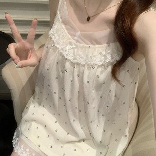 夏季新款 女士 睡衣套装 云朵棉蕾丝V领吊带短裤