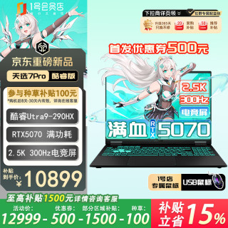华硕 天选7Pro 酷睿版 16英寸游戏本 笔记本电脑(U9-290HX Plus 16G1T RTX5070 2.5K300Hz+1号店鼠标)灰