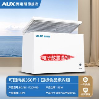 奥克斯 冰柜-40℃家用172/272升冷藏冷冻柜两用超低温商用卧式冷柜