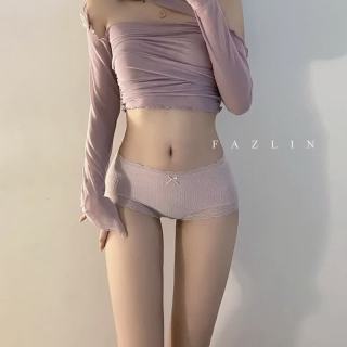 FOURDATRY 蕾丝边中腰内裤甜美少女包臀可爱三角裤女士打底裤舒适透气甜欲风