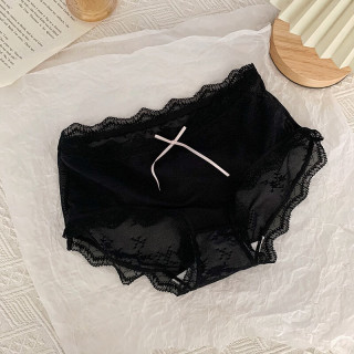 FOURDATRY 女蕾丝内裤纯欲风性感低腰少女薄款透气纯棉裆中腰女士三角裤