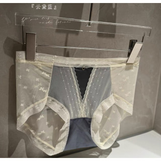 FOURDATRY 网纱内裤女生全棉裆无痕中腰性感蕾丝短裤夏薄女生三角短裤头