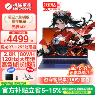 机械革命 无界14X 笔记本电脑 R7 H255/2.8K高色域 16G-1T