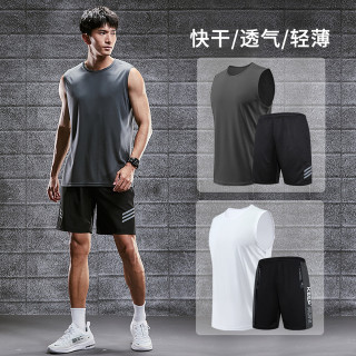 男士冰丝速干背心运动服套装夏季T恤篮球装备训练短袖跑步