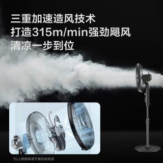 美的 电风扇落地扇家用节能立式宿舍大风力音轻强力工业华凌电扇