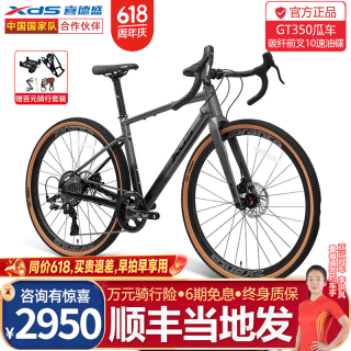 喜德盛 砂石公路车GT350桶轴前叉X6铝合金车架10速变速油碟自行车 深灰黑| 10速 700C*490（175-185身高）