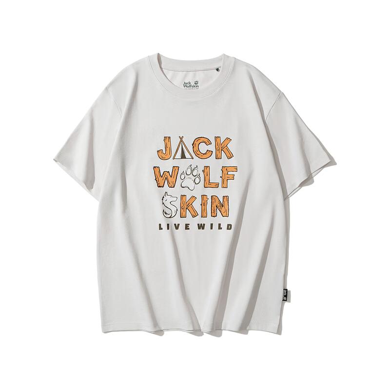 Jack Wolfskin狼爪 WOLF GRAPHIC女士短袖T恤 骨白色 S