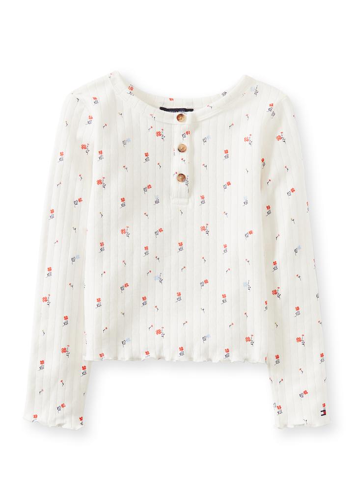 TOMMY HILFIGER 女童镂空亨利领衬衫