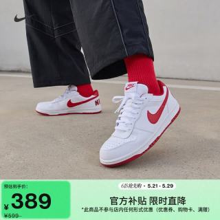 NIKE 男子低帮运动鞋夏季抓地耐穿部分皮面NIKE BIG LOW 355152 150白/健身红