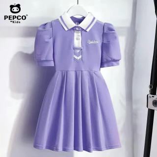 小猪班纳 女童夏季连衣裙 紫色百褶裙