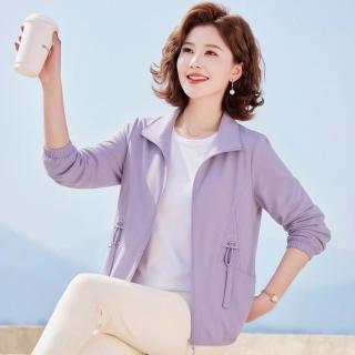 ZETdesZET 休闲翻领宽松大码外套妈妈装26夏款轻薄透气拉链空调房休闲上衣