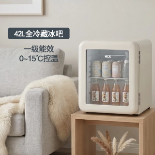 哈士奇 复古冰吧小型冰箱迷你42L办公室家用冷藏柜民宿客厅
