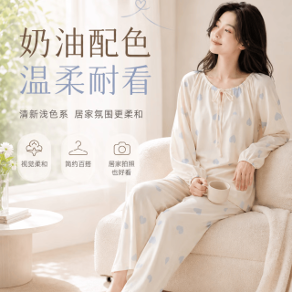 勋阳宇乐 睡衣女套装春秋款全棉长袖套装韩版休闲