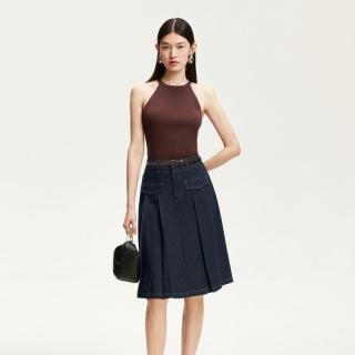 VERO MODA 半身裙夏含棉高腰百褶裙高级感专柜同款洋气