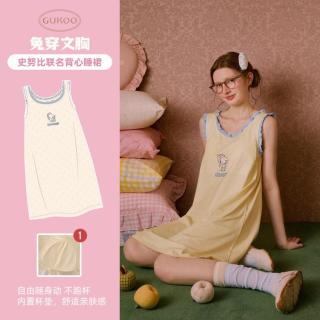 果壳 卡通夏季女士背心睡裙胸垫一体睡衣女