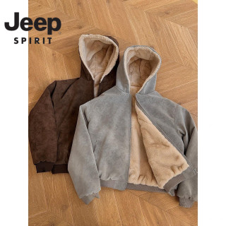 JEEP SPIRIT JEEPSPIRIT 吉普 男士仿兔毛连帽棉服
