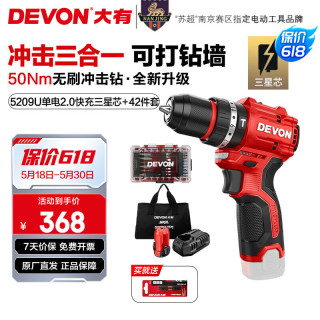 大有 12V无刷锂电钻手电钻充电钻冲击钻手转螺丝刀5209双电2.0快充