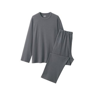 无印良品 MUJI 男式 双罗纹编织长袖家居服套装 睡衣25年冬季纯棉