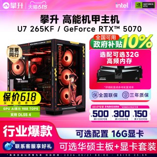 攀升 台式电脑主机250KP/RTX5060/5070/5070Ti海景房游戏主机设计渲染DIY组装机电脑整机