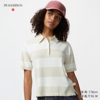 优衣库 女士POLO领条纹针织衫 UQ484023