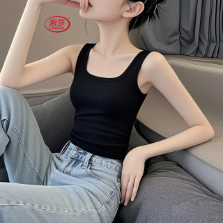 浪莎 2026新款百搭方领无袖背心吊带女修身棉质内搭外穿短款上衣服