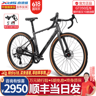 喜德盛 砂石公路车GT350桶轴前叉X6铝合金车架10速变速油碟自行车 深灰黑| 10速 700C*490（175-185身高）