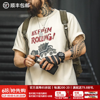 移动端、京东百亿补贴：马登 复古涂鸦字母印花短袖 TW2301070
