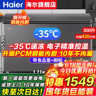 海尔 零下-40度超低温冰柜家用300/500升以上商用大容量全冷冻冷藏海鲜速