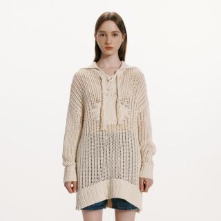 TEENIE WEENIE 小熊女装春夏款针织衫宽松镂空钩花套头毛衣女