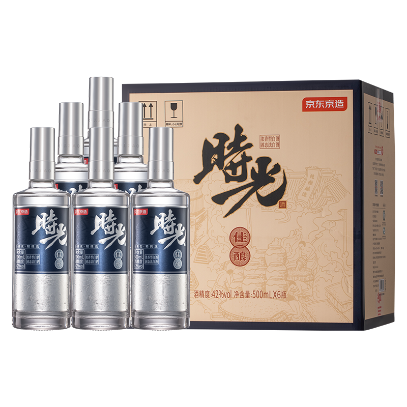 京东京造 时光佳酿银盖 42度浓香型白酒 500ml*6瓶