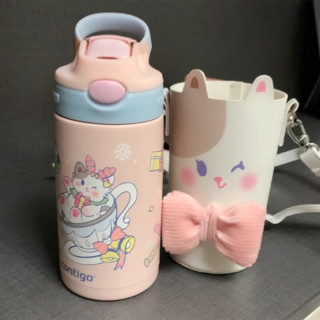 康迪克 三代小发明家儿童保温吸管杯 400ml 冬日甜心猫