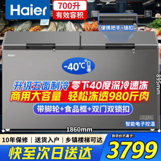 海尔 冰柜商用大容量300/500/700/800升以上家用一级能效全冷冻柜零下负-40度