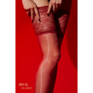 FOURDATRY 丝滑油亮大腿袜女薄款蕾丝高筒袜复古蕾丝防滑过膝丝袜长筒袜