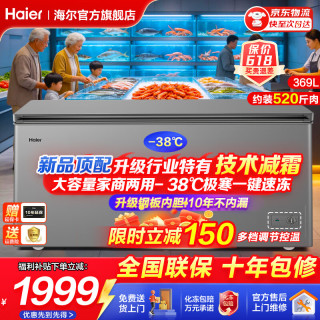 海尔 冰柜商用大容量家用冷柜冷藏冷冻两用300升以上一级能效节能卧式低温