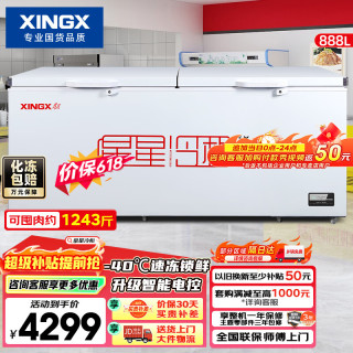 星星 888L商用冰柜大容量冰箱冷藏冷冻转换柜电控保鲜节能单温卧式