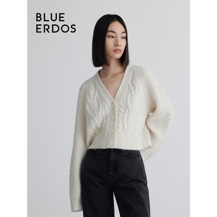 BLUE ERDOS 女士V领短款针织开衫