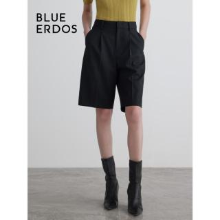 BLUE ERDOS 夏季短裤女时尚通勤黑色高腰直筒五分短裤女