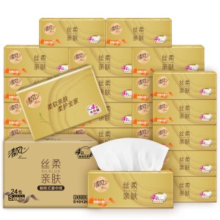 清风 纸巾丝柔金装抽纸4层 80抽*24包