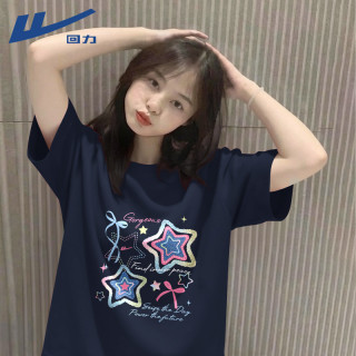 回力 纯棉短袖t恤女2026新款夏季半袖宽松大码体恤衫超火减龄上衣