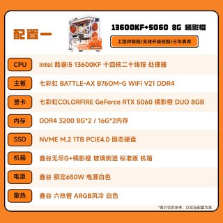 七彩虹 橘猫电脑主机i5 13600kf 5060ti/506/5070ti/5070显卡电脑主机diy组装机游戏设计全家桶电脑台式机整机