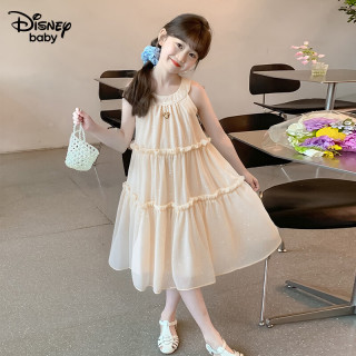 迪士尼 女童夏季碎花蛋糕礼服连衣裙