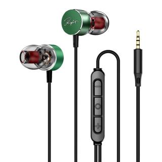 KERZY 有线耳机3.5mm圆口入耳式HiFi音质音乐耳机三键线控听声辨位游戏耳机适用于手机平板等绿色1米2