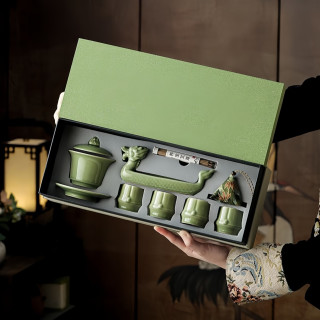 茉舟 端午节礼品中国风青瓷茶具礼盒装送老师实用伴手礼物 龙行高升-端午礼盒装