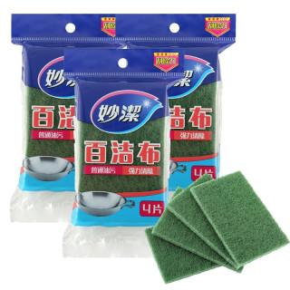 妙潔 MIAOJIE 妙洁 百洁布刷锅洗碗布 常规百洁布4片装*3包