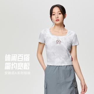 安踏 XRoxy联名短袖女夏季修身透气潮流t恤休闲运动短袖上衣