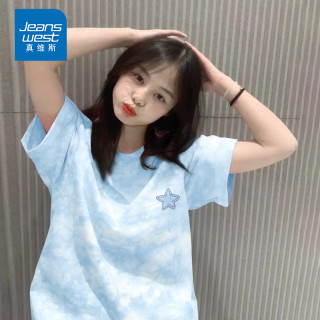 真维斯 小众设计感纯棉t恤女短袖2026夏季宽松大码小个子扎染上衣