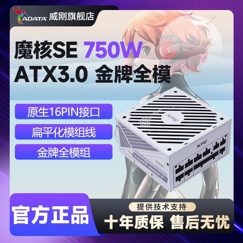  ADATA/威刚 SE 750W 金牌全模组 台式机电源