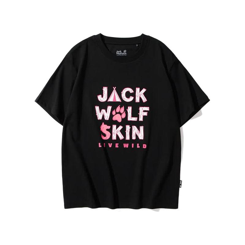 Jack Wolfskin狼爪 WOLF GRAPHIC 女士短袖T恤 黑色 S