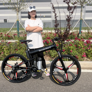Mercedes 梅赛德斯 锂电双避震三合一体折叠自行车 27速